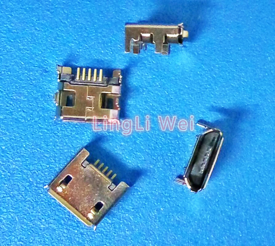 20pcs Micro USB connector 5pin seat Jack Micro usb Four legs 5P Inserting plate seat Mini usb connector