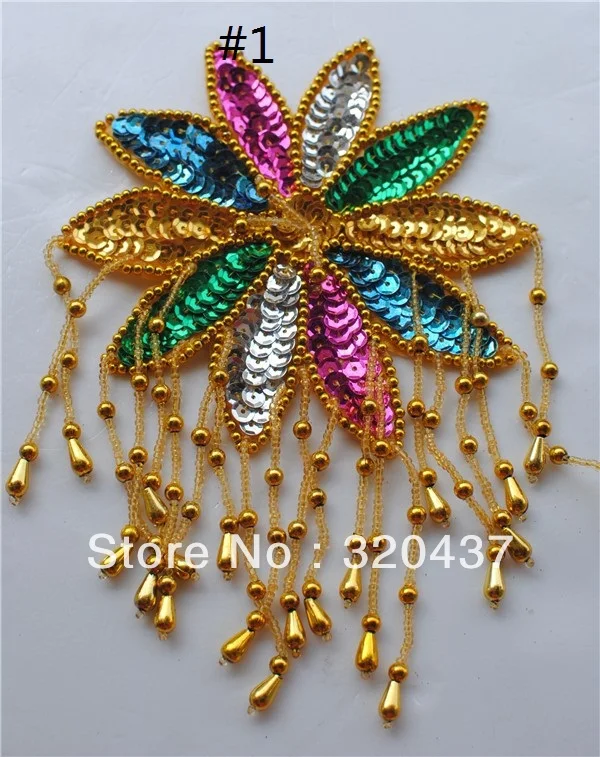 10 Pcs Gold Embroidered Patches Beading Fringe Silver Floral Trims Hair Accessories Corsage 13cm*16.5cm