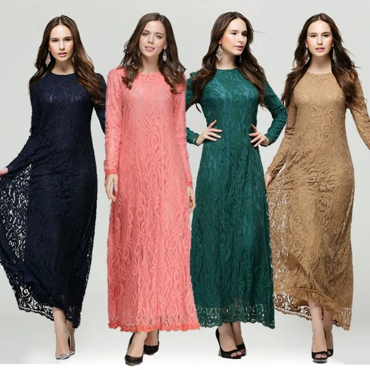 Ropa Mujer Fashion Adult Djellaba Rushed New Sale Arab Garment Long Dress Abaya Was Thin Muslim Good Quality Lace Women Dresses