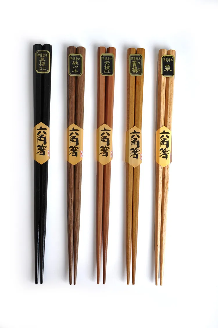 5 Pairs Wood Chopsticks Handmade Food Stick Six-Pointed Chopsticks Gift 22.5cm Japanese Chopstick Chinese Chopsticks