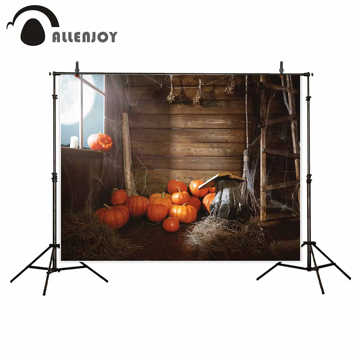 

Allenjoy photographic background Barn Worn out Retro Pumpkin Halloween backdrop newborn original design photocall fantasy props