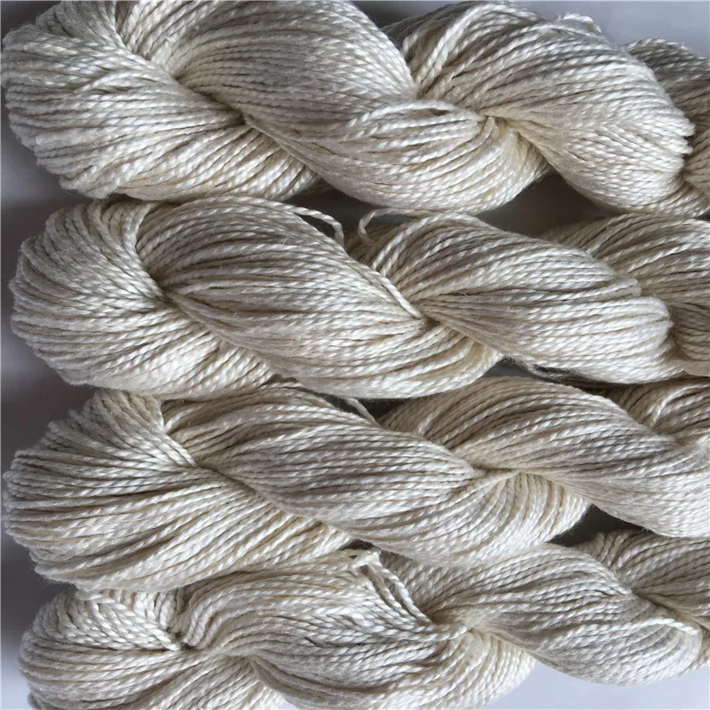 Wholesale Undyed Natural Silk Yarn 100% Mumberry Silk yarn  for Hand Knitting  5nm/2  Hank  Raw Silk Yarn 50g/pc