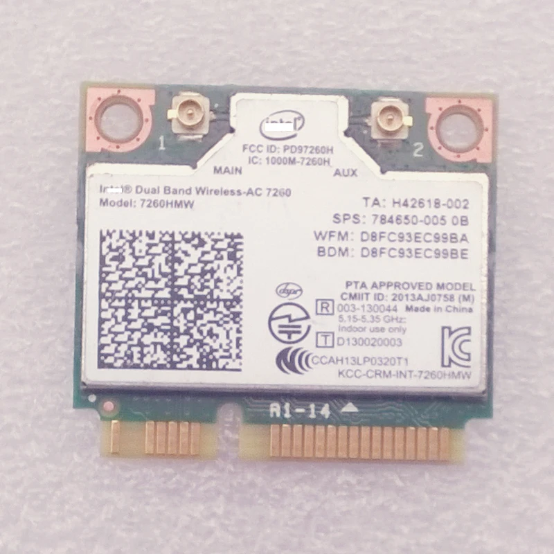 Intel Двухдиапазонная Беспроводная-AC 7260 7260HMW 802.11ac 2x2 WiFi + BT 4,0 комбинированная карта для HP ENVY 15 17 серии, 784650-005