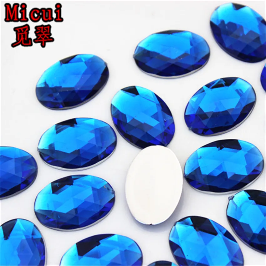 Micui 50PCS 13*18mm Oval Rhinestone Acrylic Flatback Crystal Stones For Jewelry Crafts Clothing Decorations MC205