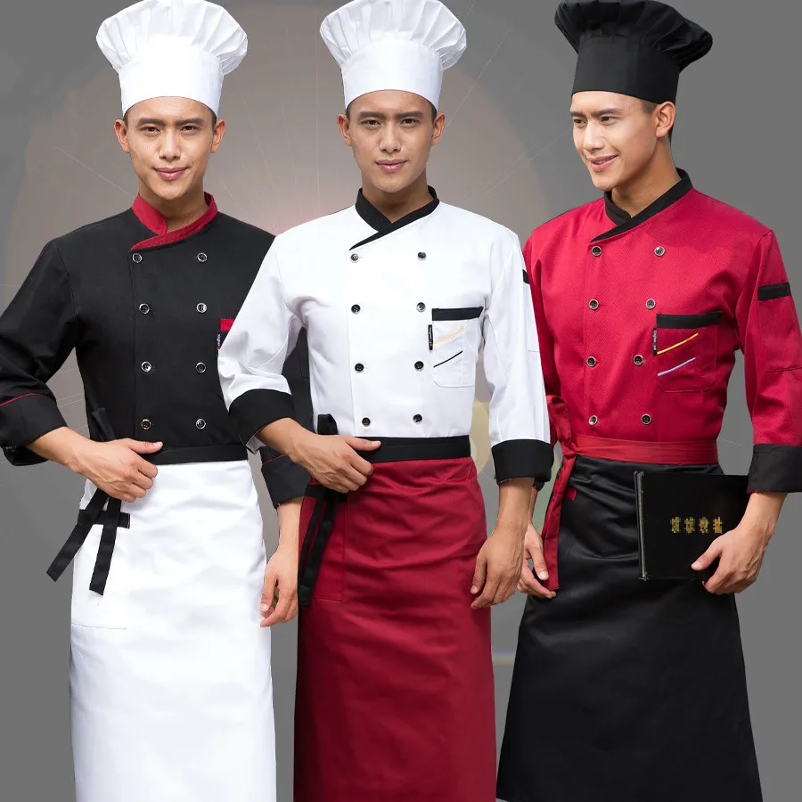 Uniforme de chef de manga larga para hotel, chaqueta de chef, ropa de chef de doble botonadura, servicio de comida para hombres y mujeres, novedad, otoño