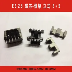 One Set Inductor (5+5) 10 Pin Coil Former Robbin EE28 Magnetic Ferrite Core Bobbin Black Vertical Type Transformer