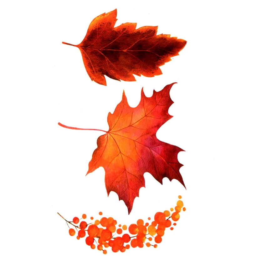 Red Maple Leaf Waterproof Temporary Tattoo Sticker maquiagem  Tree Leaf Fake Tattoo The flash Kids Tatoo Stickers Tatuaje