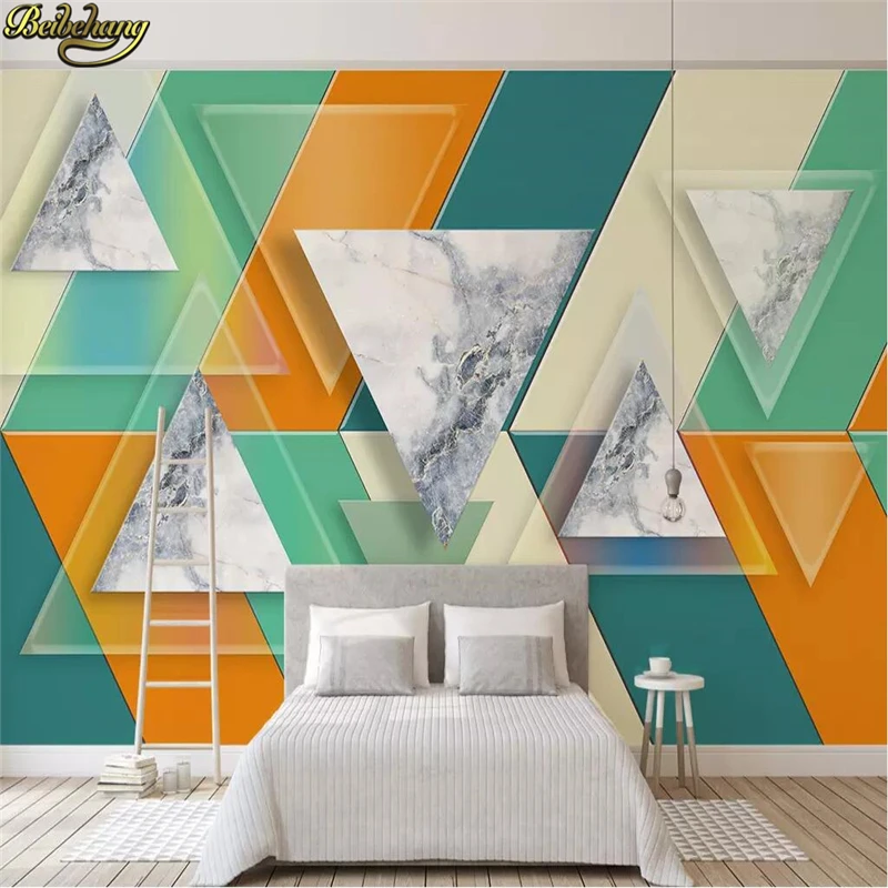 

Пользовательские современные геометрические мраморные треугольники 3D настенные обои для гостиной спальни ТВ фон живопись обои 3D наклейки