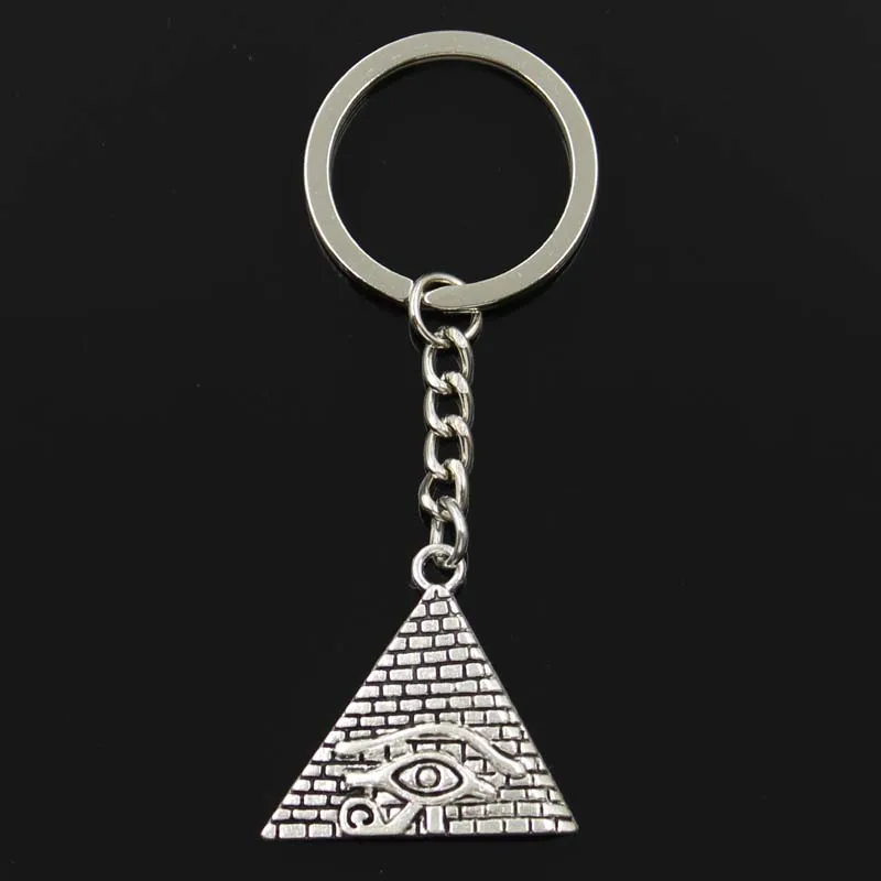 Fashion Keychain 30x31mm Egyptian Pyramid Eye Of Horus Pendants DIY Men Jewelry Car Key Chain Ring Holder Souvenir For Gift