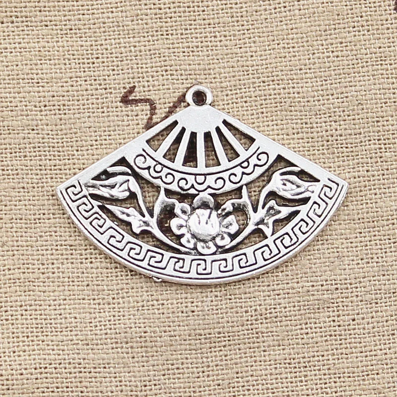 10pcs Charms Fan 25x36mm Antique Silver Color Plated Pendants Making DIY Handmade Tibetan Silver Color Jewelry