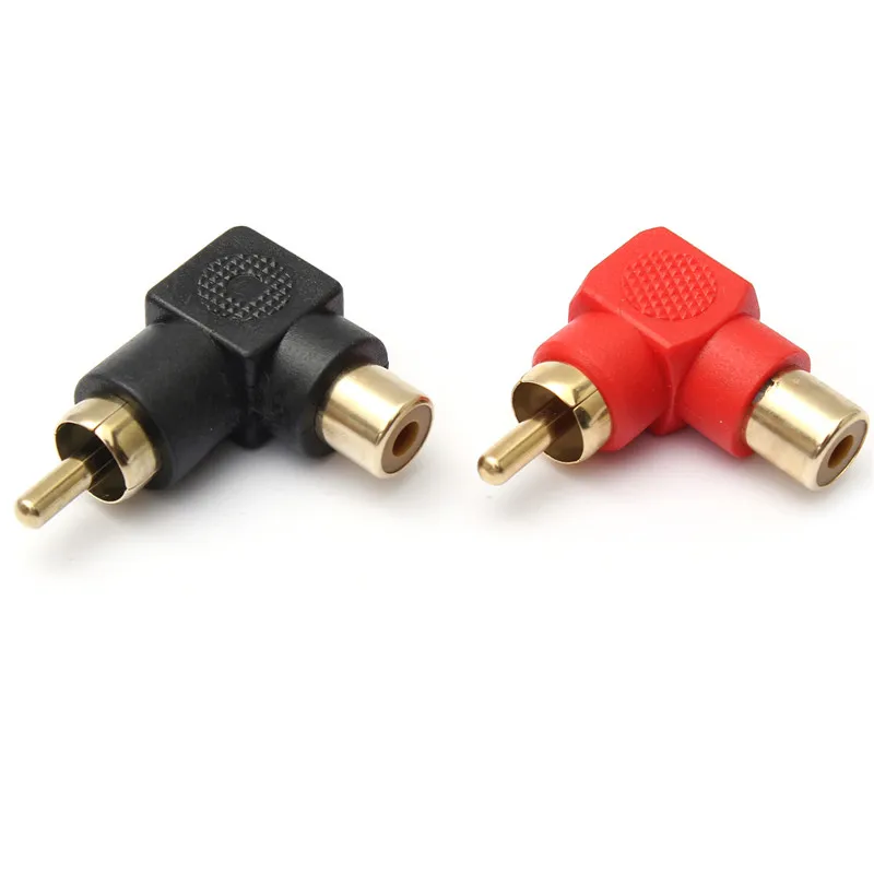 1Pair 90 Degree RCA Right Angle Connector Plug Adapters Male & Female 90 Degree Elbow Audio Adapter