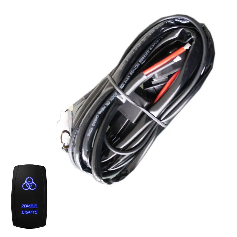 EE support 40A 300W Wiring Harness Kit LED Light Bar Laser Rocker Switch Fuse Zombie #3