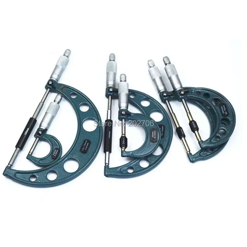 0-150mm Outside Micrometers Set 0-25 25-50 50-75 75-100 100-125 125-150 Micrometers Kit Rod Caliper Measure Tool 6pcs/4pcs/3pcs