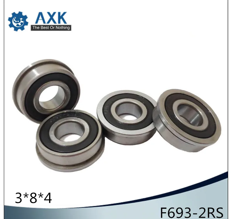 F693-2RS Bearing 3x8x4mm ( 10 PCS ) ABEC-1 Miniature Flanged F693RS Ball Bearings RF-830DD