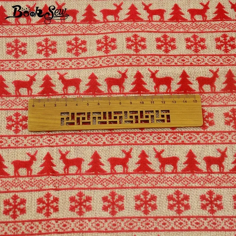 Booksew-tela con estampado africano de Navidad, tejido rojo de lino de imitación para manualidades, cortina de costura 145, mantel Tissu africano Coton