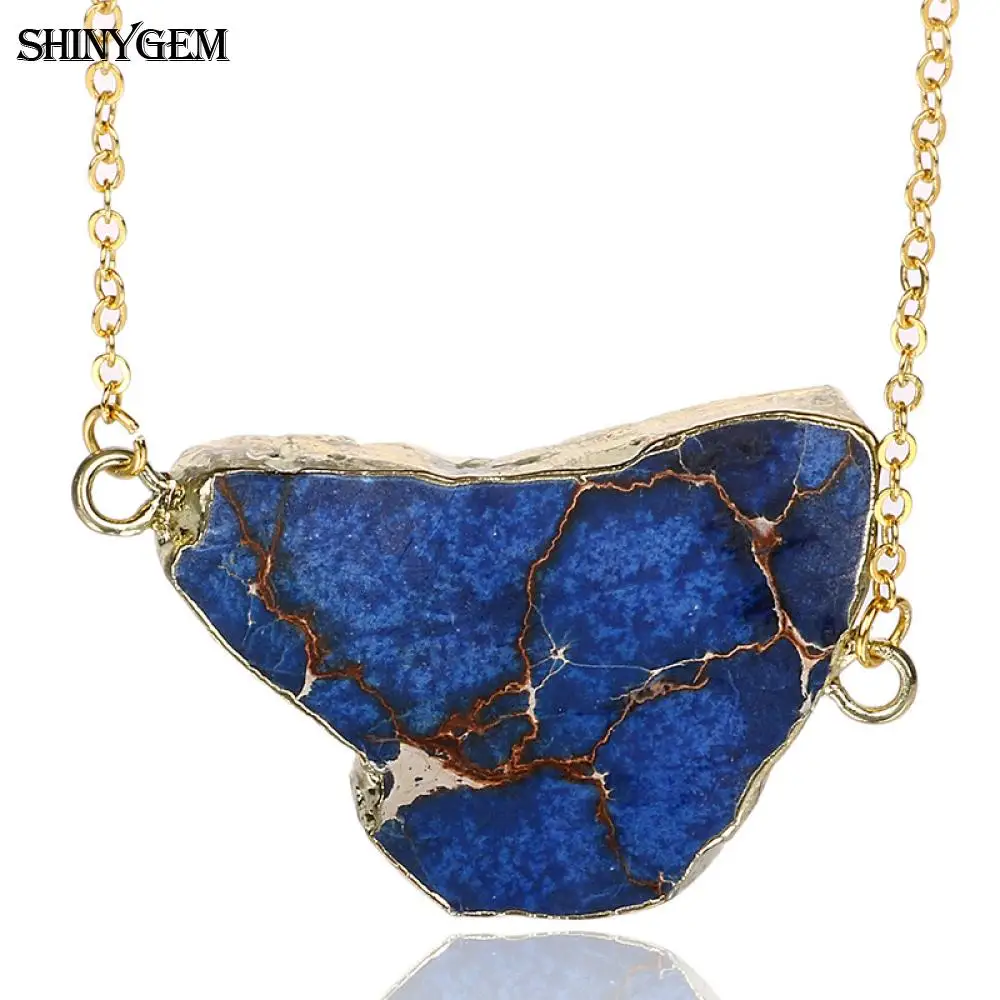 

ChinyGem Irregular Natural Stone Pendant Bohemian Chakra Jaspers Stone Necklaces For Women
