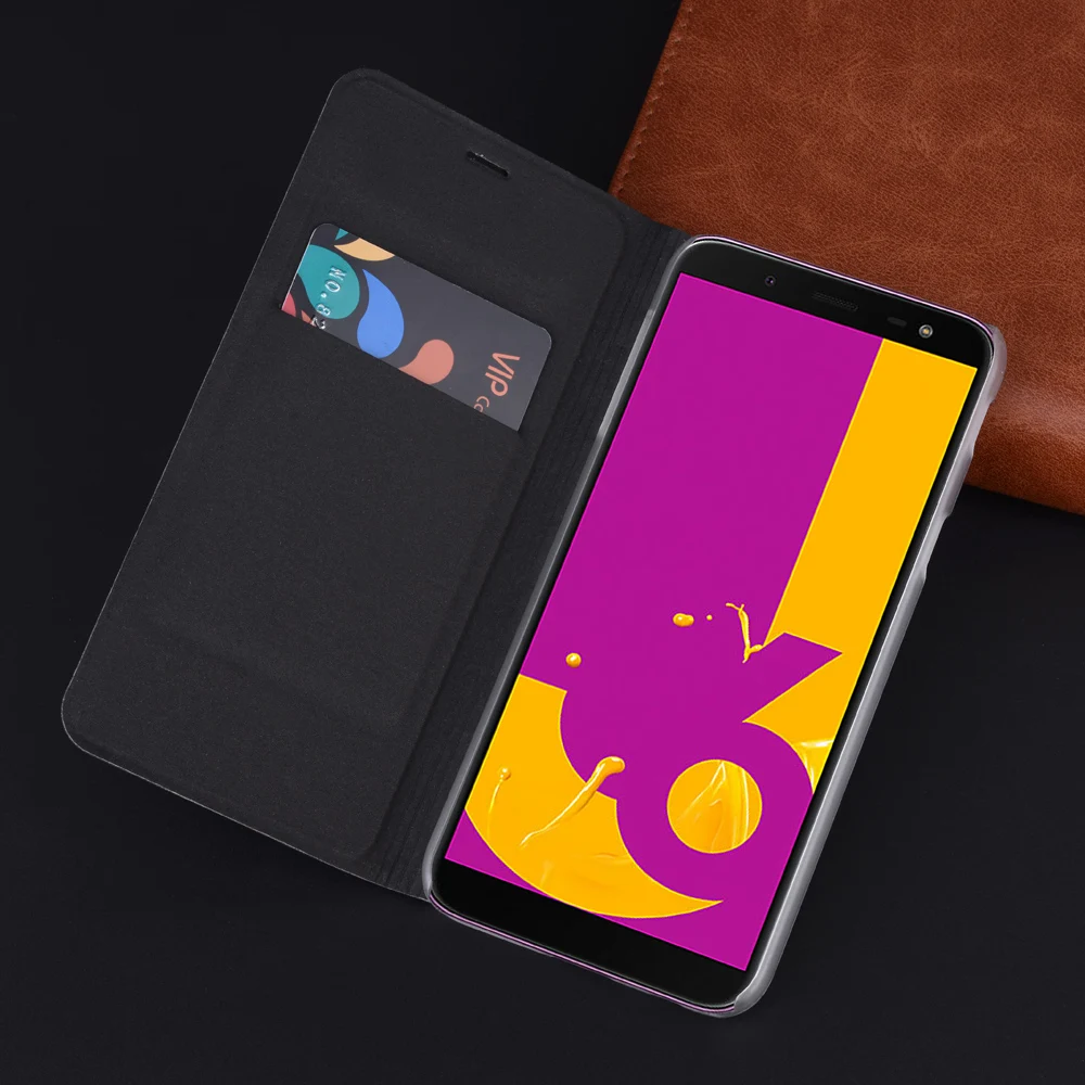 360 Full Cover Leather Phone Case For Samsung Galaxy J6 2018 J 6 SM J600 J600F J600G SM-J600 SM-J600FN Flip Wallet Case Funda