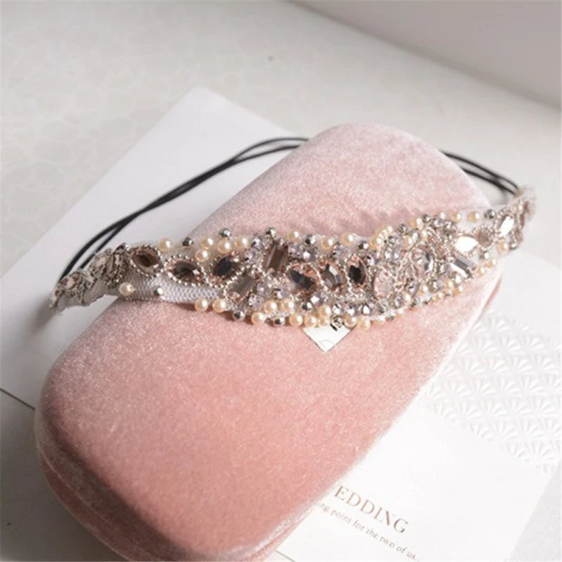 New Fashion Lace Hair Band Rhinestone Sweet Hair With Handmade Beaded Headdress