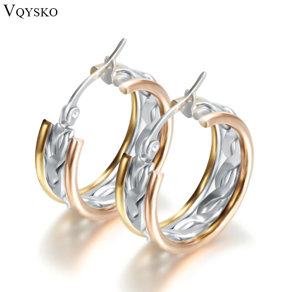 Fashion Hoop Earring Jewelry Stainless Titanium Steel Broading Braid-like Steel with Colored earring supplies