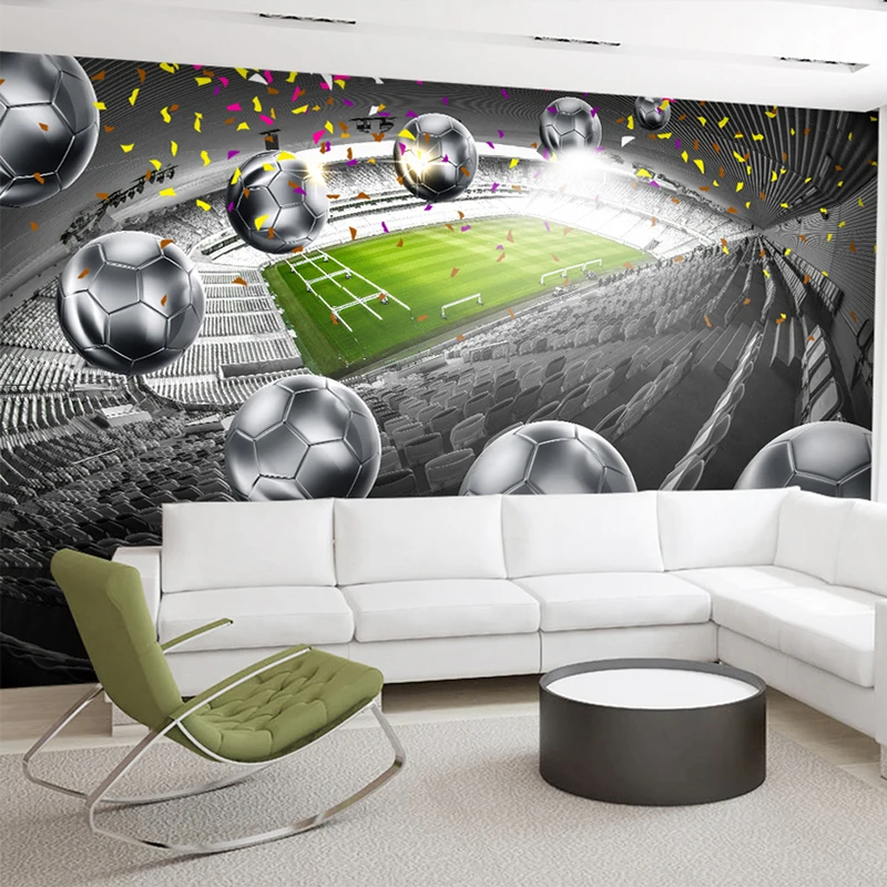 Modern Creative 3D Soccer Field Ball Murals Wallpaper Living Room Sofa Background Wall Cloth Waterproof Home Decor Wall Covering