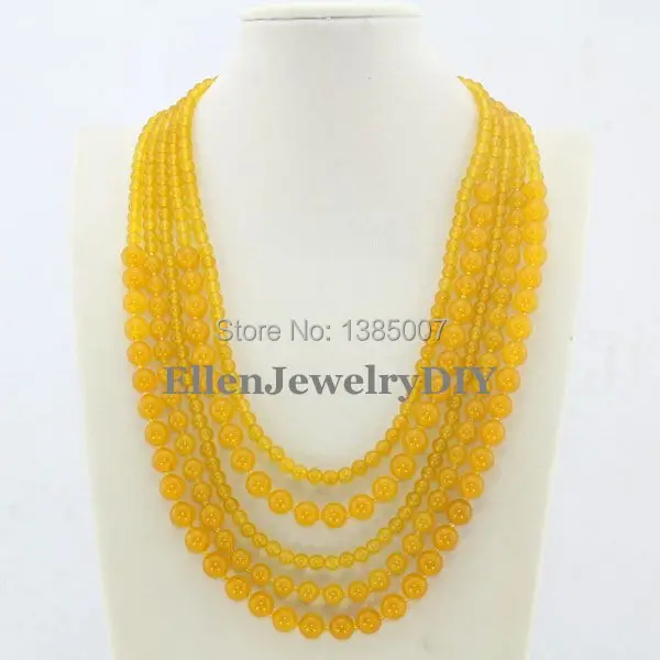 

Charming 5 Rows Yellow hot Necklace,Holiday Party Necklace,Bridesmaid Necklace,Statement Necklace,hot Jewelry