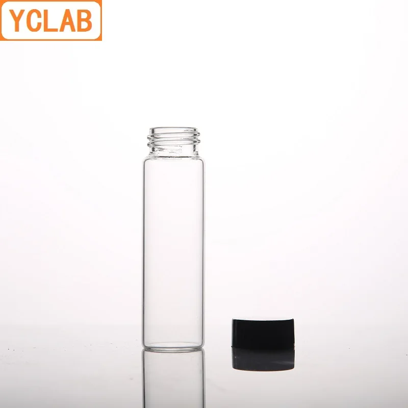 YCLAB 60mL Glass Sample Bottle Serum Bottle Transparent Screw with Plastic Cap and PE Pad Laboratory Chemistry Equipment