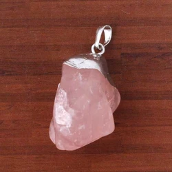 100-Argento Placcato Unico Rosa Naturale Rosa Cristallo Di Quarzo Pietra Irregolare Del Pendente di Figura Dei Monili di Fascino