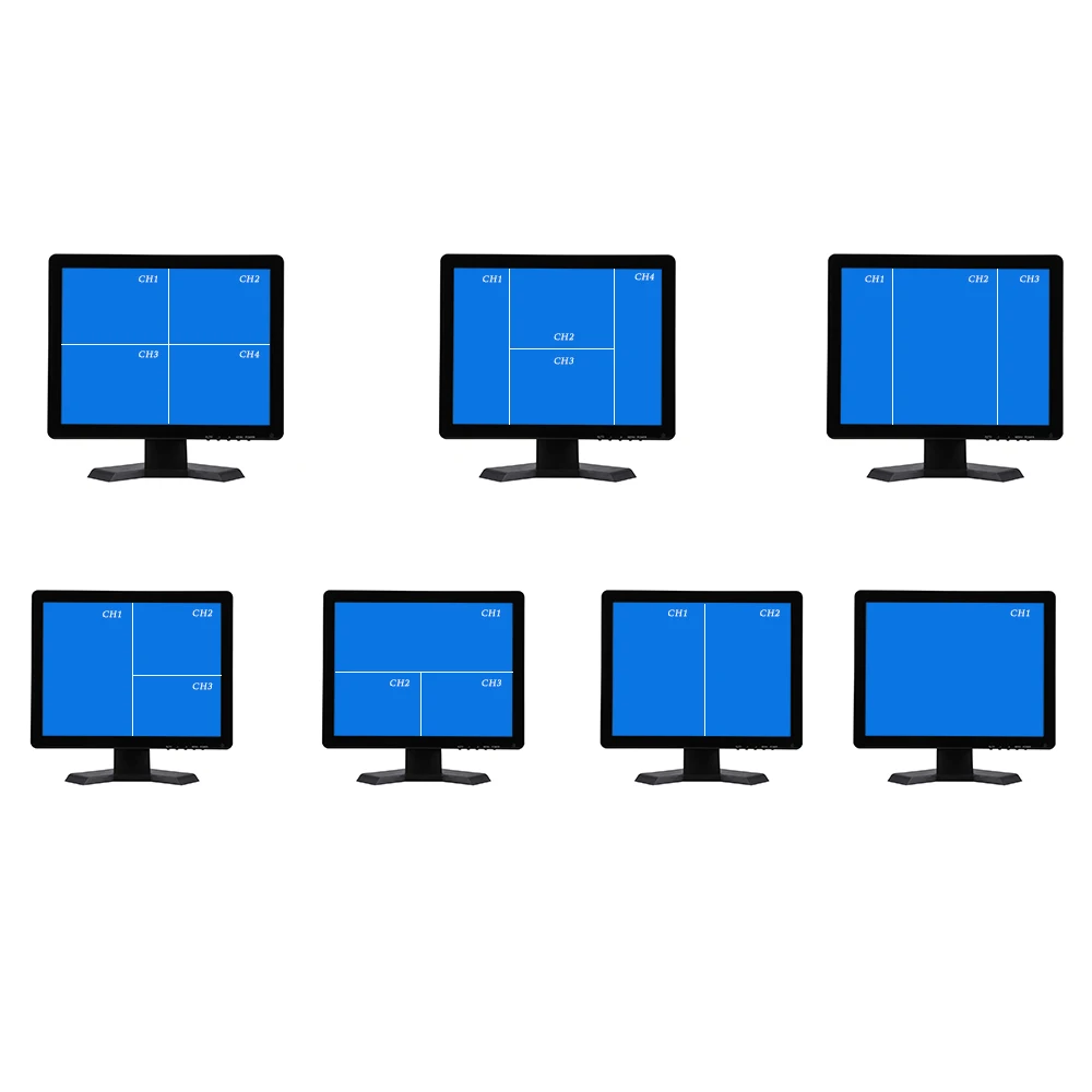 

15 Inch QUAD Display Screen CCTV TFT-LED Monitor with Metal Shell BNC VGA Connector for PC Multimedia Monitor Display Microscope