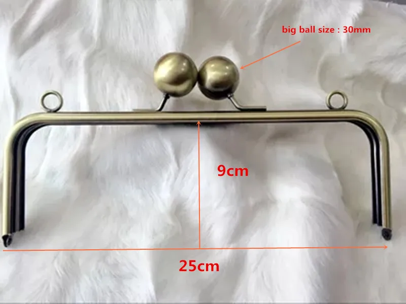 25X9 Cm With 3 Cm Big Ball Clasp Or 22X9 Cm With 2.5 Cm Big Ball Claps 2 Pieces Bronze Antique Brass Metal Purse Frame Handles