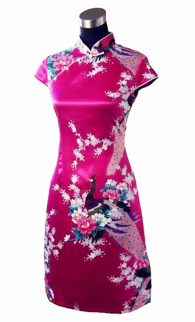 Stylish Light Blue Female Silk Rayou Cheongsam Hot Sale Ladies Summer Mini Qipao Dress Size S M L XL XXL Mujeres Vestido D0026