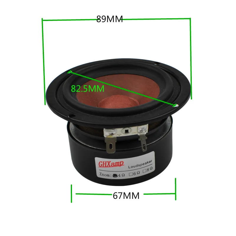 GHXAMP 3 بوصة 4OHM 20 واط كامل المدى المتكلم طبل ورقة Midrange مكبر الصوت مكبرات الصوت للمنزل مسرح الكمبيوتر Hifi لتقوم بها بنفسك 89 مللي متر 1 Pairs