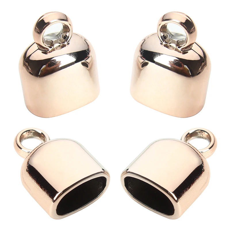 20pcs/lot Rose Gold Color CCB Plastic End Caps Fitting 10*6mm Flat Leather Cord Bracelet Necklace Connectors For Jewelry F33