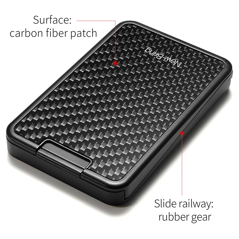 NewBring Card Holder  RFID Blocking  Sliding Wallet Card Holder Plastic Card Money Purse Carbon Fiber For Men Women Male Female