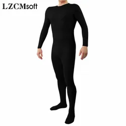 LZCMsoft One Piece Crew Neck Full Body Suit for Men No Hood Footed Unitards Spandex Skin Tights Bodysuits Cosplay Costume