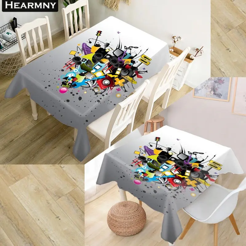 Custom Musical Art Tablecloth Waterproof Oxford Fabric Square/Rectangular Tablecloth For Wedding Table Cloth Cover TV Covers