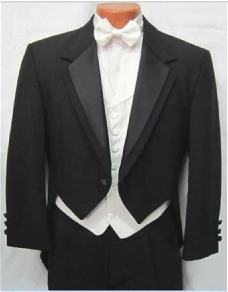 

Best selling Black Tailcoat Peak Lapel Groom Tuxedos Groomsmen Men Wedding Suits Prom Clothing (jacket+pants+waistcoat+tie)