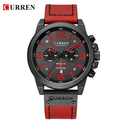 Imagen 2 del producto Relojes CURREN de cuarzo con fecha informal a la moda para hombre, reloj de pulsera deportivo de cuero de moda para hombre, cronógrafo, reloj masculino