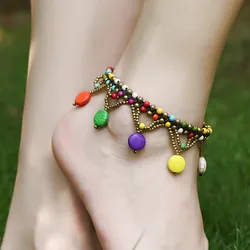 Ethnic Boho Colorful Charm Beads Ankle Chain Anklets For Women Bohemian Female Dance Party Beach Foot Jewelry bracelet cheville