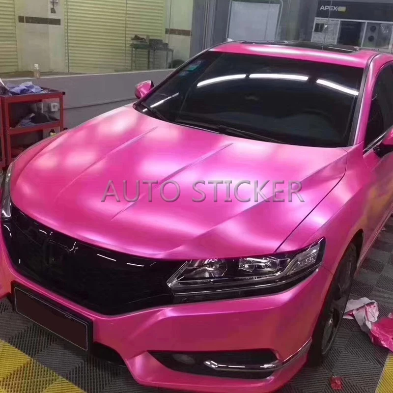 

Pink Metallic Vinyl Metal Pearl Film Wrap Foil For Motorcycle Truck Car Body Decal Sticker Wrapping Size: 1.52*20 meters