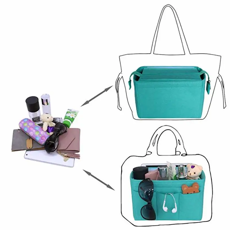 Cosmetic Organizer Felt Insert Bag For Handbag Travel Inner Purse Portable Make up Bags Fits Neverfull MM GM PM Speedy