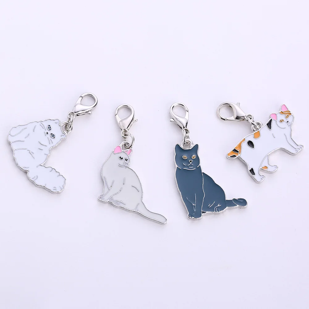 5pcs/lot Fashion jewelry Cute cat Animals Charms Bag Charms For Jewelry Making Cat Personality Necklace Charms Men Women gifts