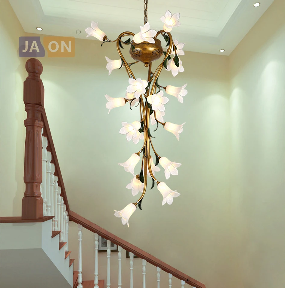 g9 led Nordic Iron Glass Lily Tulip Camellia LED Lamp LED Light.Pendant Lights.Pendant Lamp.Pendant light For Staircase Foyer