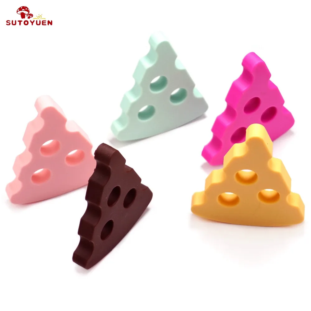 Sutoyuen Silicone Cheese Teether Baby 2pcs Food Pacifier Sensory Pendant Toy Beads Necklace Accessories Baby Teething Toys