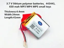 3.7V,650mAH,443441 Polymer lithium ion / Li-ion battery for MP3,MP4,SPEAKER,bluetooth,GPS,toy,smart watch