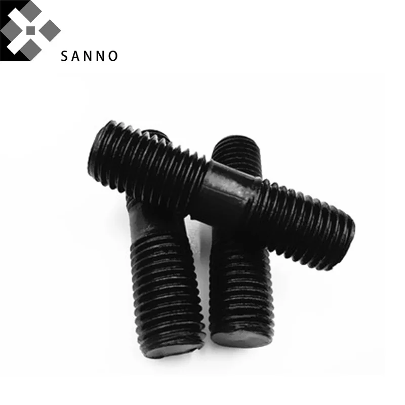 20pcs 4.8 Grade GB901 Black Double End Thread Stud Rods  M12X40 - M12X200 Metric Steel Threaded Rods Bolts