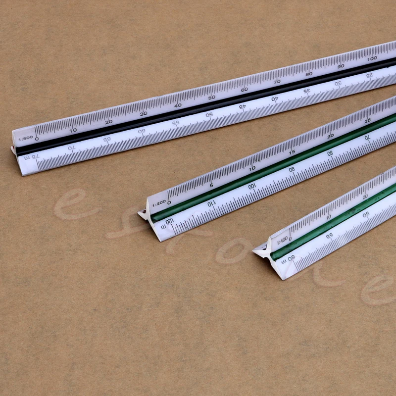 300mm 1:150 1:200 1:250 Triangular Metric Scale Ruler For Engineer Multicolor