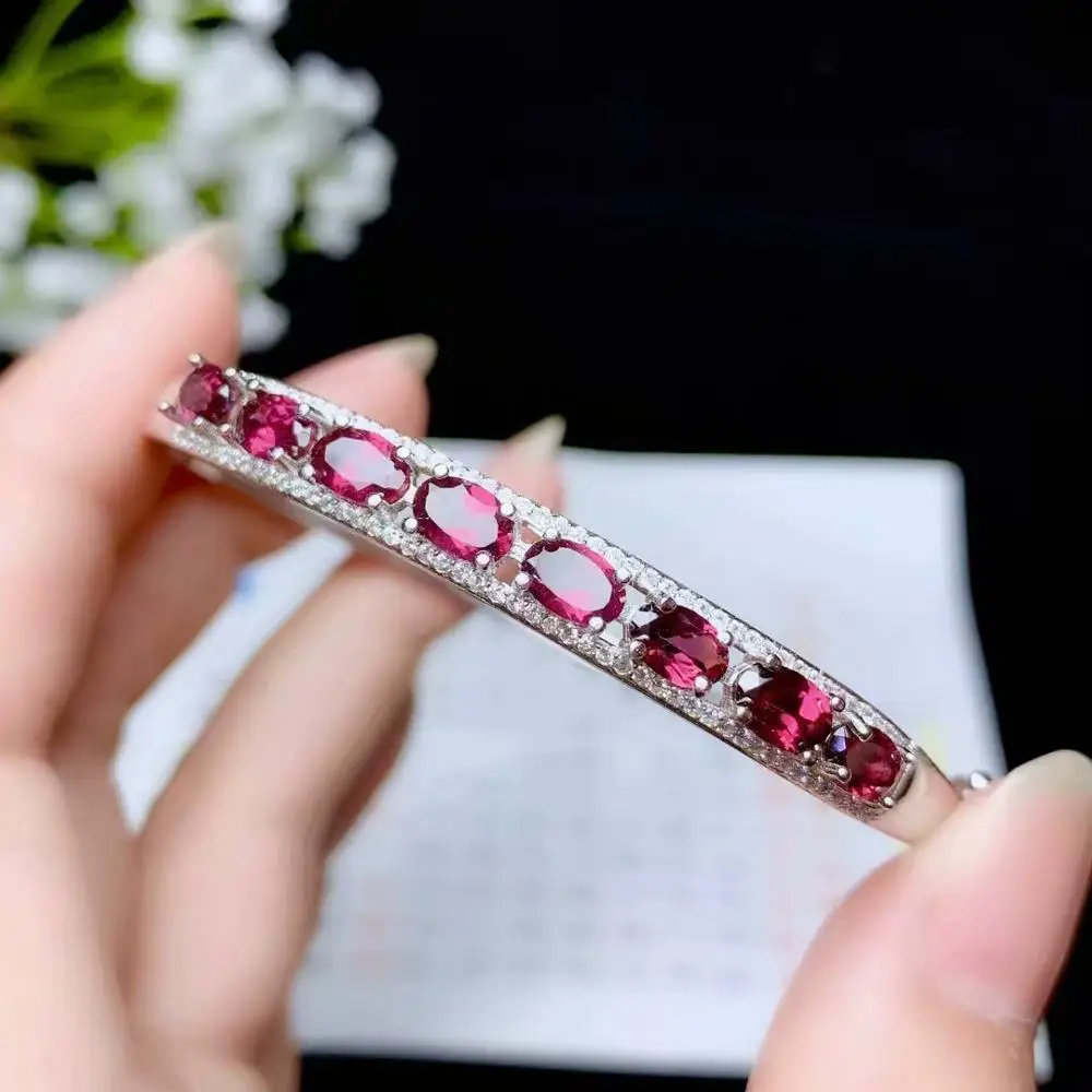 attractive red Garnet gemstone bracelet beautiful women jewelry gift natural gem good color fine silver jewelry birthday gift