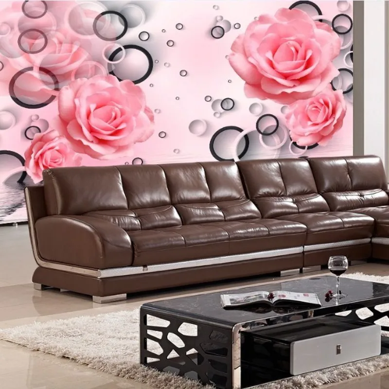 beibehang papel de parede Rose circle Custom mural wallpaper style 3D stereoscopic relief jade living room TV backdrop bedroom