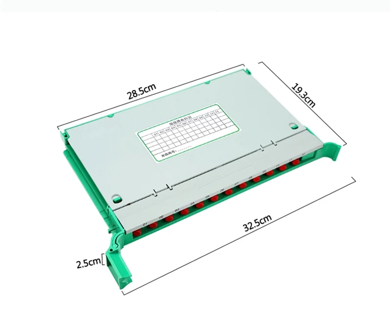 صينية لصق الألياف الضوئية المتكاملة 12 النواة مع محول FC وFC pigtals SM 1.5mtr ftth صندوق كاسيت الألياف الضوئية ELINK 2 قطعة