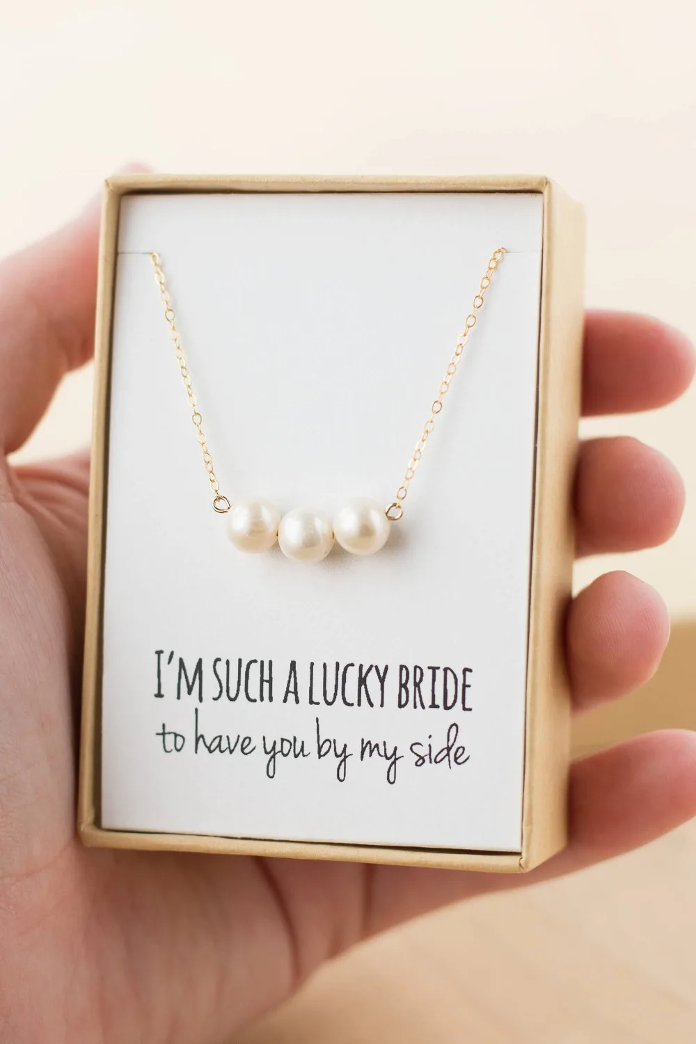 

Personalized quote wedding bridesmaid Triple Freshwater Pearl necklace maid of honor Proposal best friend birthday gifts